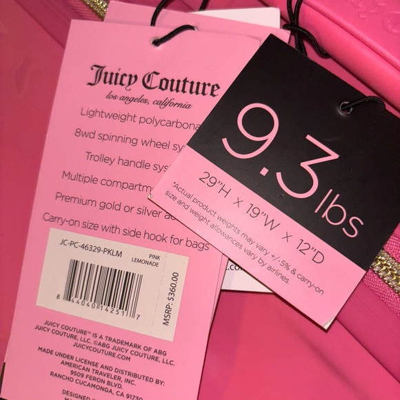 🎀✨NWT Juicy Couture (29
In) Peachy Pink 3D Heart Embossed Hardcase Luggage😍 - Picture 10 of 11